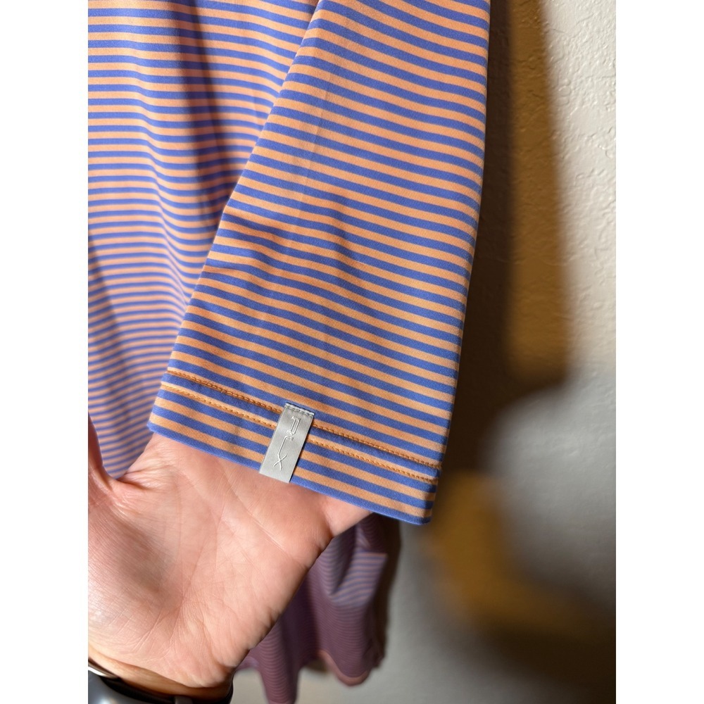 RLX Striped Golf Polo Shirt Mens Short Sleeve Peach Purple Casual Sport - Picture 3 of 3